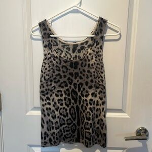 100% Cashmere Tank/Camisole Top- Leopard print